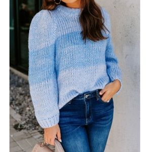 Lumiere Light Blue Capped Sleeve Sweater
